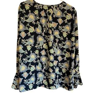 Loft Navy Blue Floral Blouse M